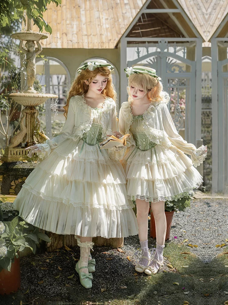 With PUJI - Lily of the Valley Whisper - Embroidered Classic Lolita Corset JSK Dress
