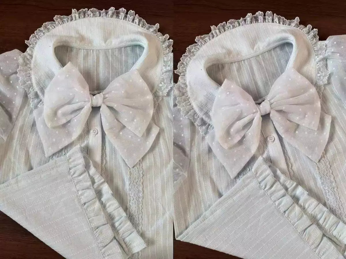 Sweetheart Dream Machine - Milky Puff - Cotton Inner Layer with a Lace-Trimmed Peter Pan Collar
