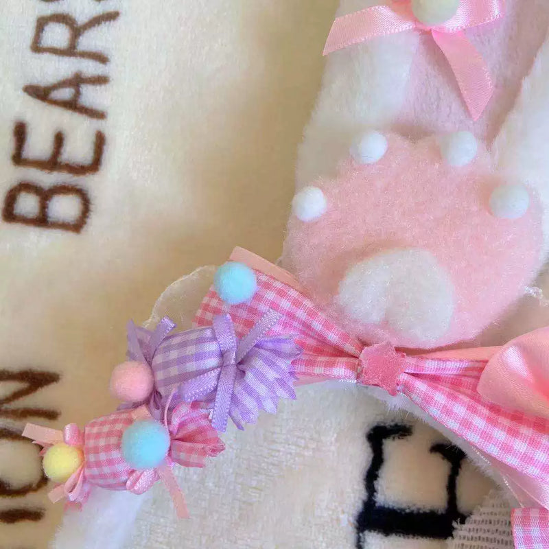 Bear doll - Little Bear Nursery - Rabbit-Ear Headband with Gingham Bows