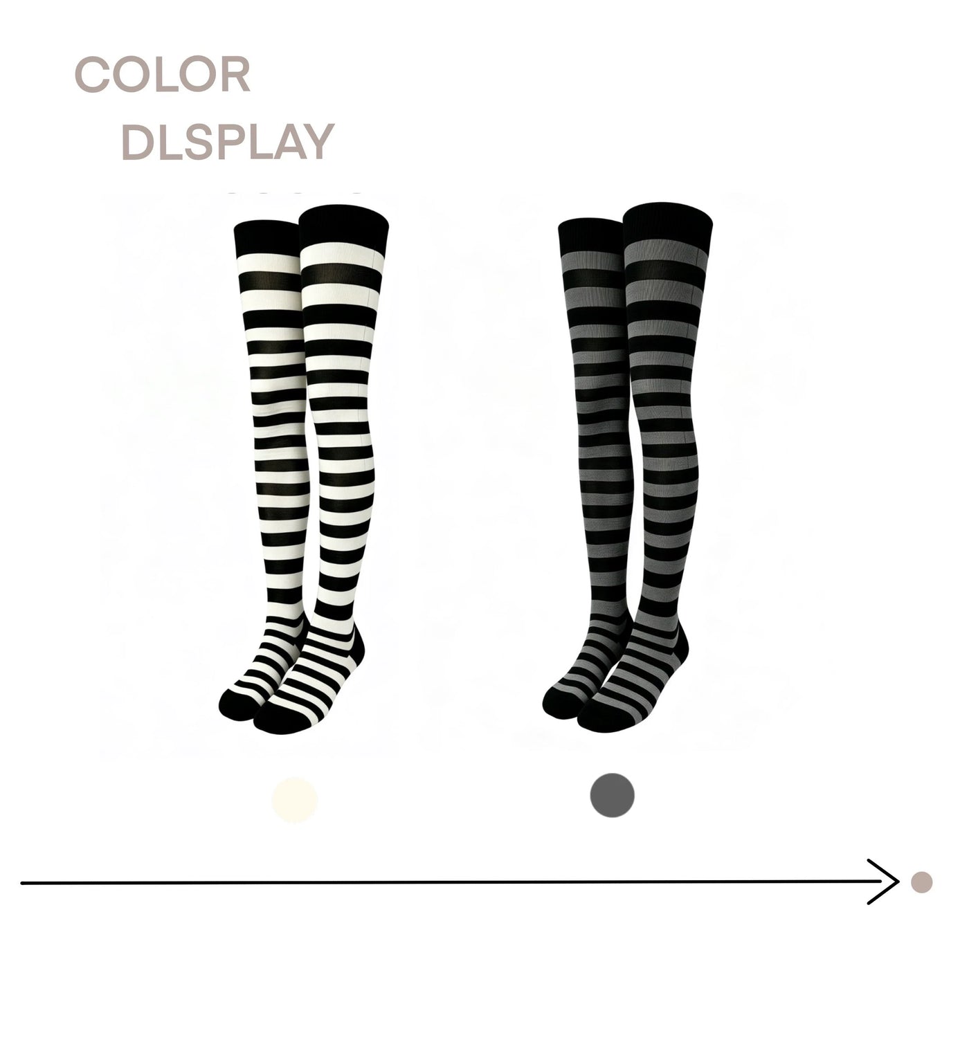 White Socks - Monochrome Stripes - Over-the-Knee Socks with Horizontal Stripes