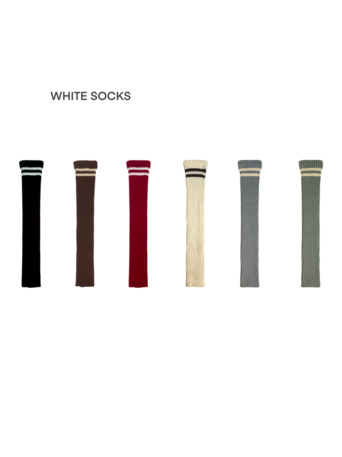 White Socks - Double Stripe - Ribbed Slouch Leg Warmers