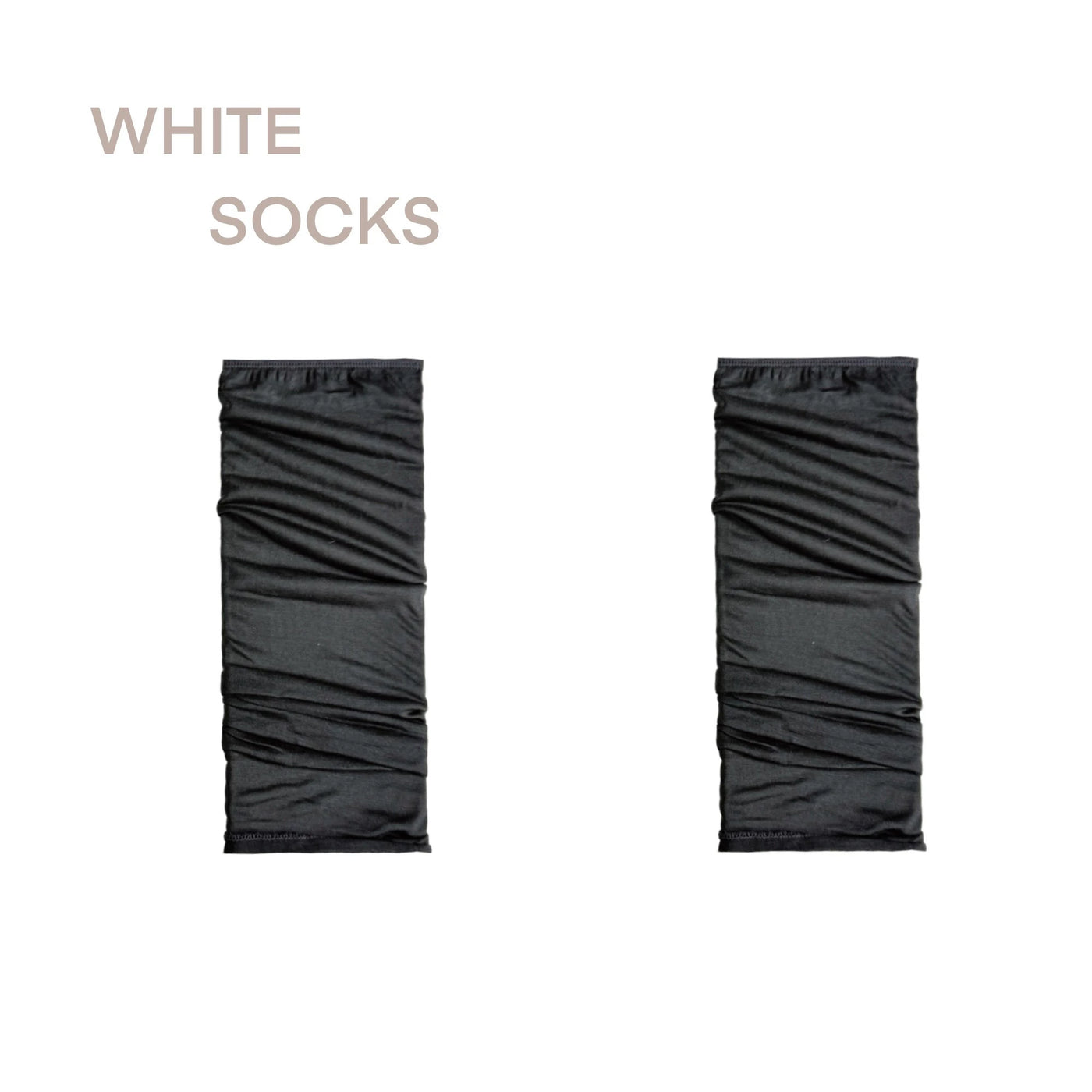 Charcoal grey ribbed footless mid-calf socks with slouchy cuff, styled with silver block-heel mules