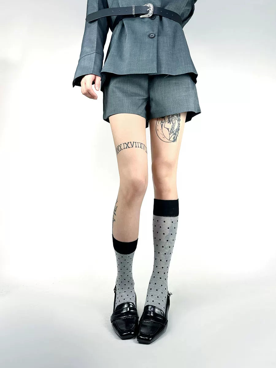 White Socks - Polka Dot Mesh - Slouch Socks