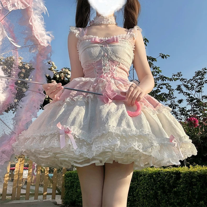 Lady Han Lolita Fufu Ballet Bridal JSK dress featuring elegant ballet-inspired design and intricate lace details.