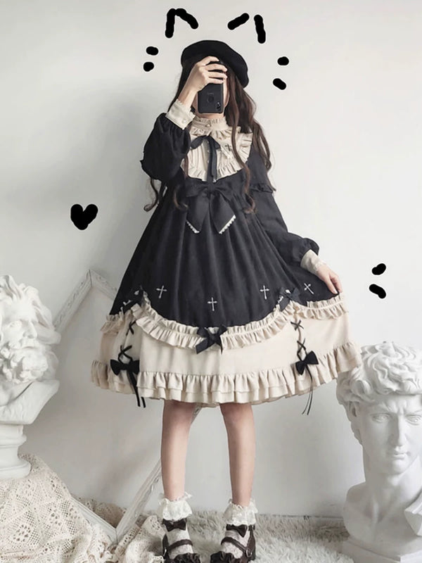 Yueele - Autumn Midnight - Plus-Size Sweet Lolita OP Dress - front view