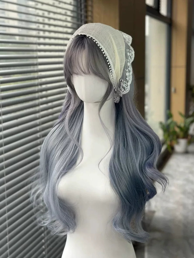 Kunkun Fish Smoky Blue Iris long smoky blue curly wig - view 3