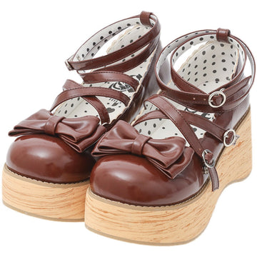 MODO - Round-Toe Platform - Sweet Lolita round-toe platform shoes with a bow