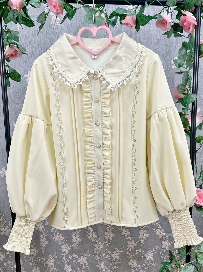 Classic Lolita Peter Pan Collar Fleece-Lined Blouse — additional product view