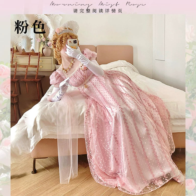 Moon Lily - Misty Rose - Empire-Waist Lolita Dress with a Matching 3-Metre Wrap – detail view 7