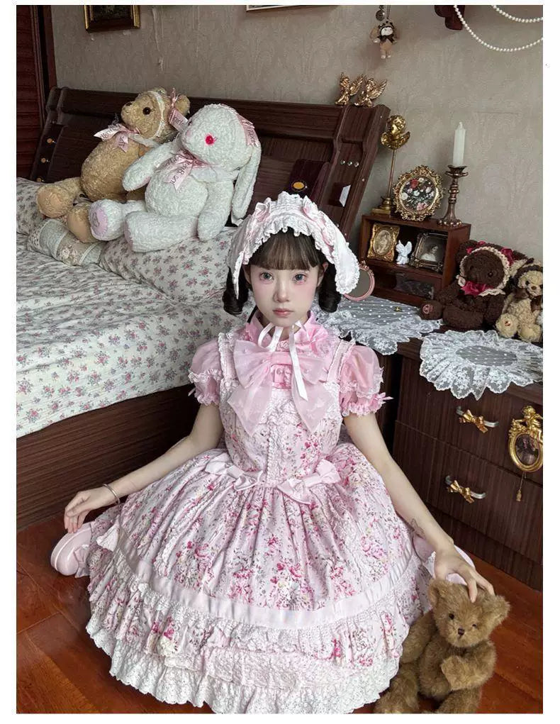Sweetheart Dream Machine - Strawberry Secret Garden - Puff-Sleeve Blouse with Lace Trim