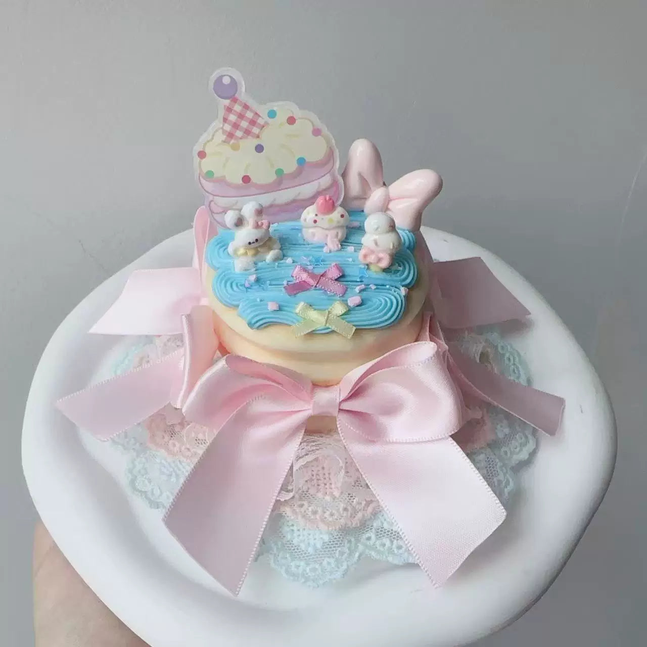 Golden Pikaka - Cherry and Strawberry Cake Collection - Frosted Small Top Hat with Fruit Toppings