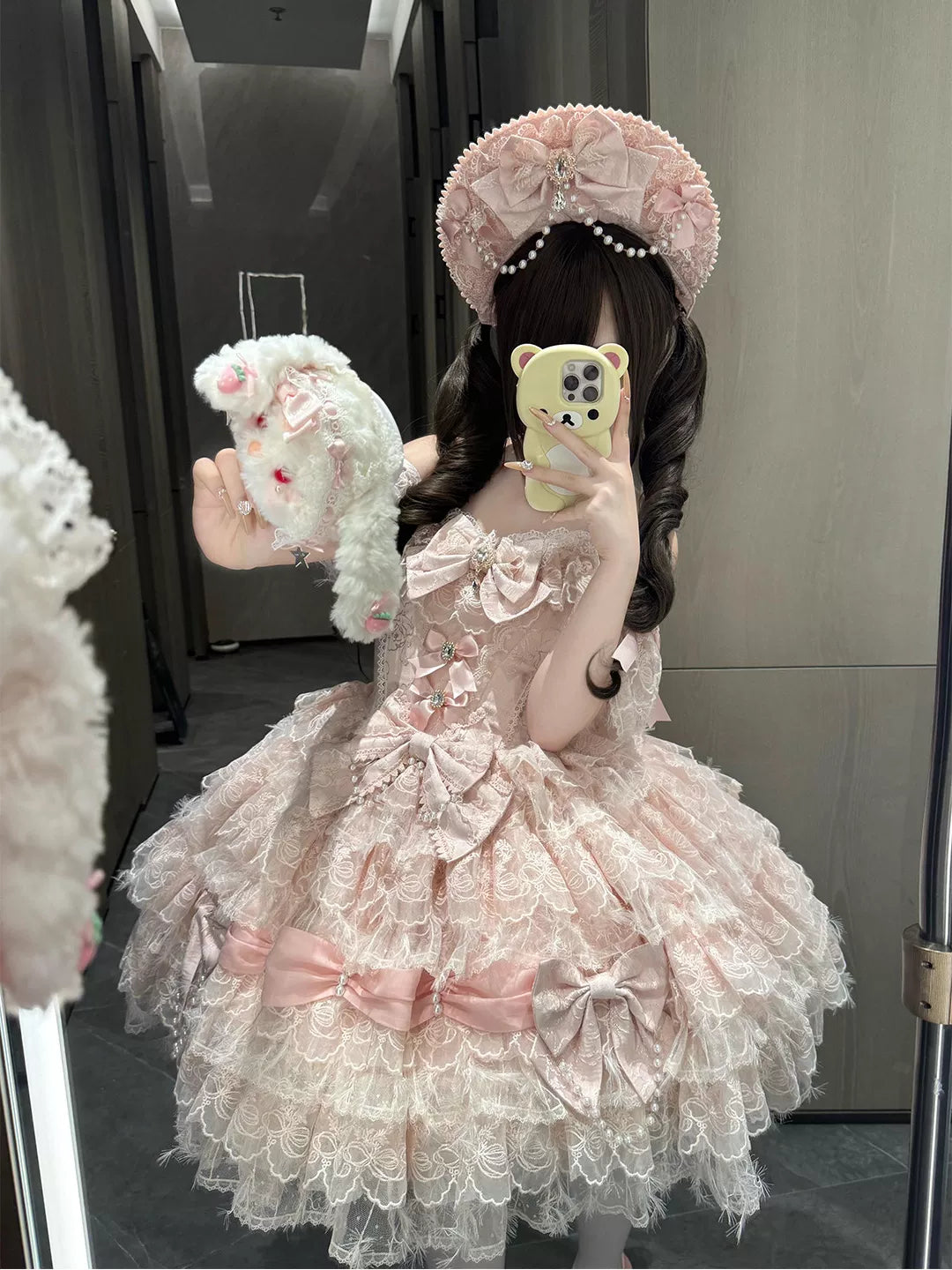 Creamy - Ballet Feather - Pink JSK with Layered Lace Ruffles