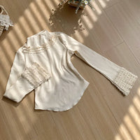 With PUJI - Luoxue - Lolita Top, Knit Texture - Ecru Knit Inner Top, Ready Stock / S