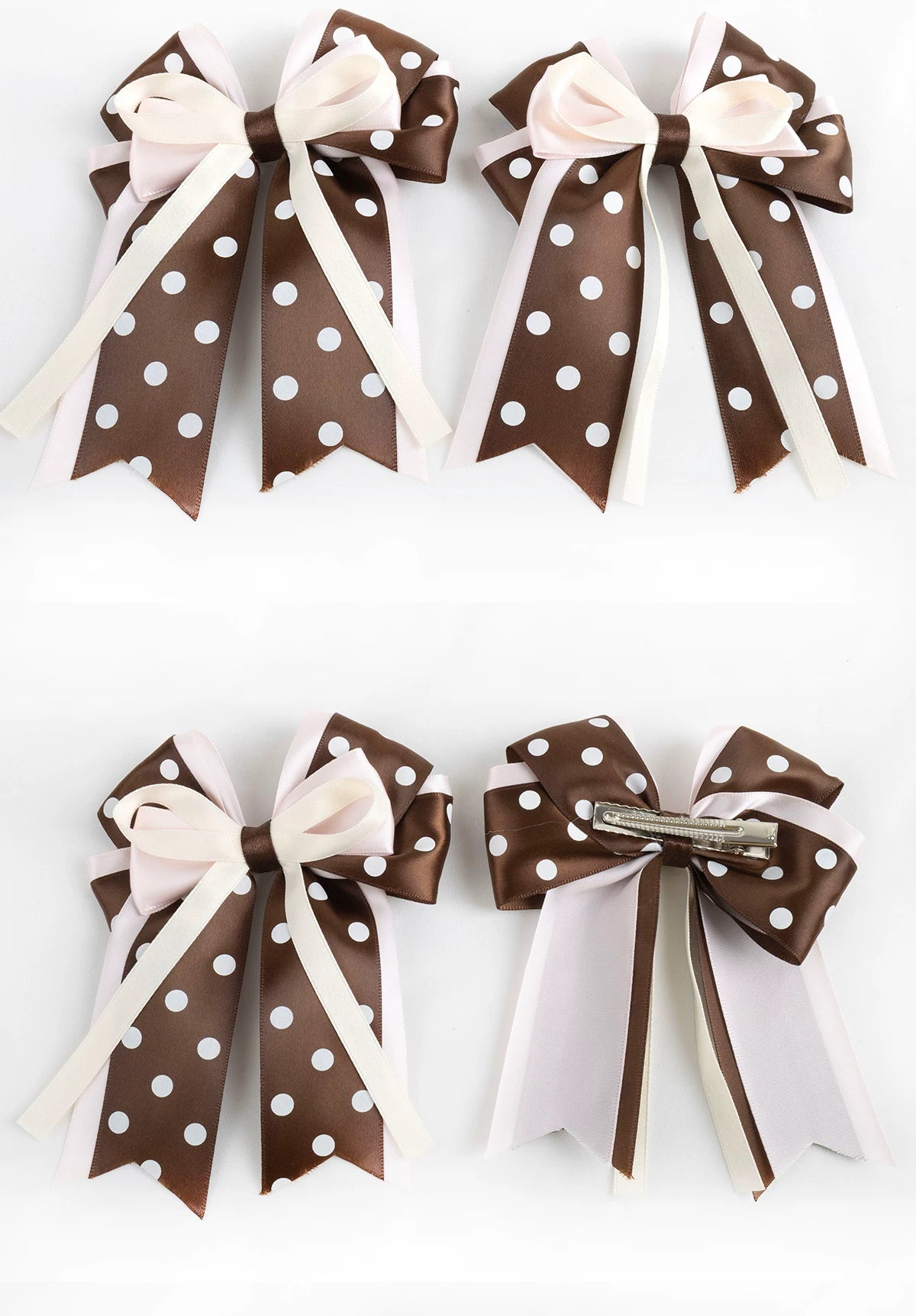 Lightbound Narrative - Chocolate Polka Dot - Headwear Options with Layered Lace and Ribbon Bows