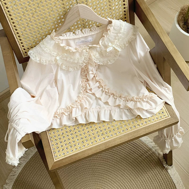 Island Diary - Classic Lolita Flutter Sleeve JSK Dress, Ruffled Lace (L M S) 45533:855171