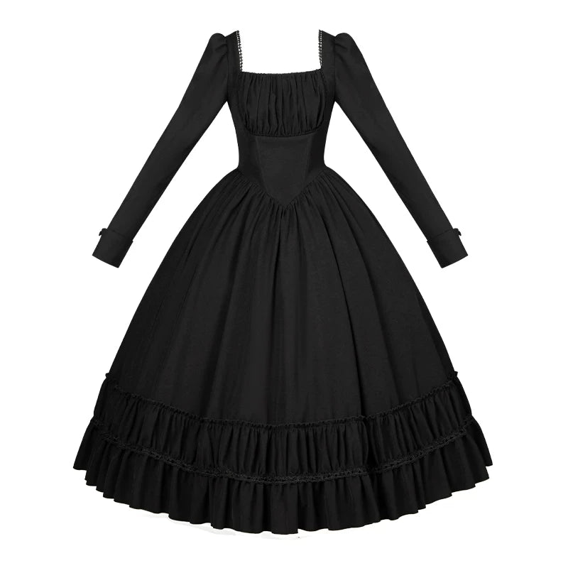 With PUJI - Audrey's Reply - Classic Lolita Square Neck OP, Detachable Embroidered Collar detail view 9