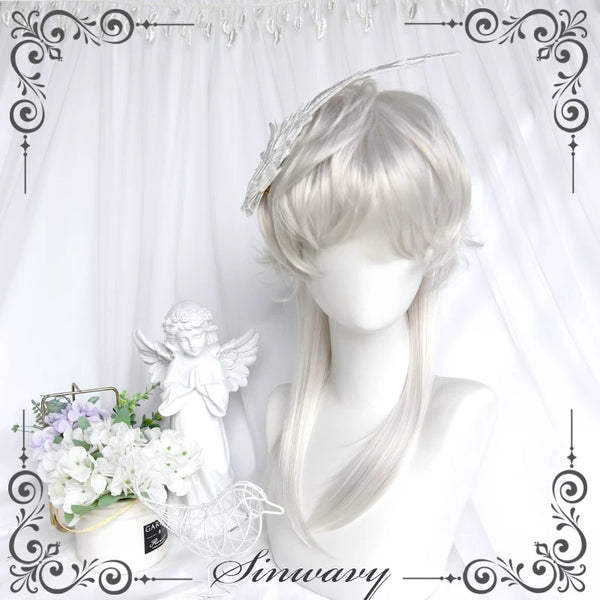 Silver-white men's trailing cosplay wig - view 1