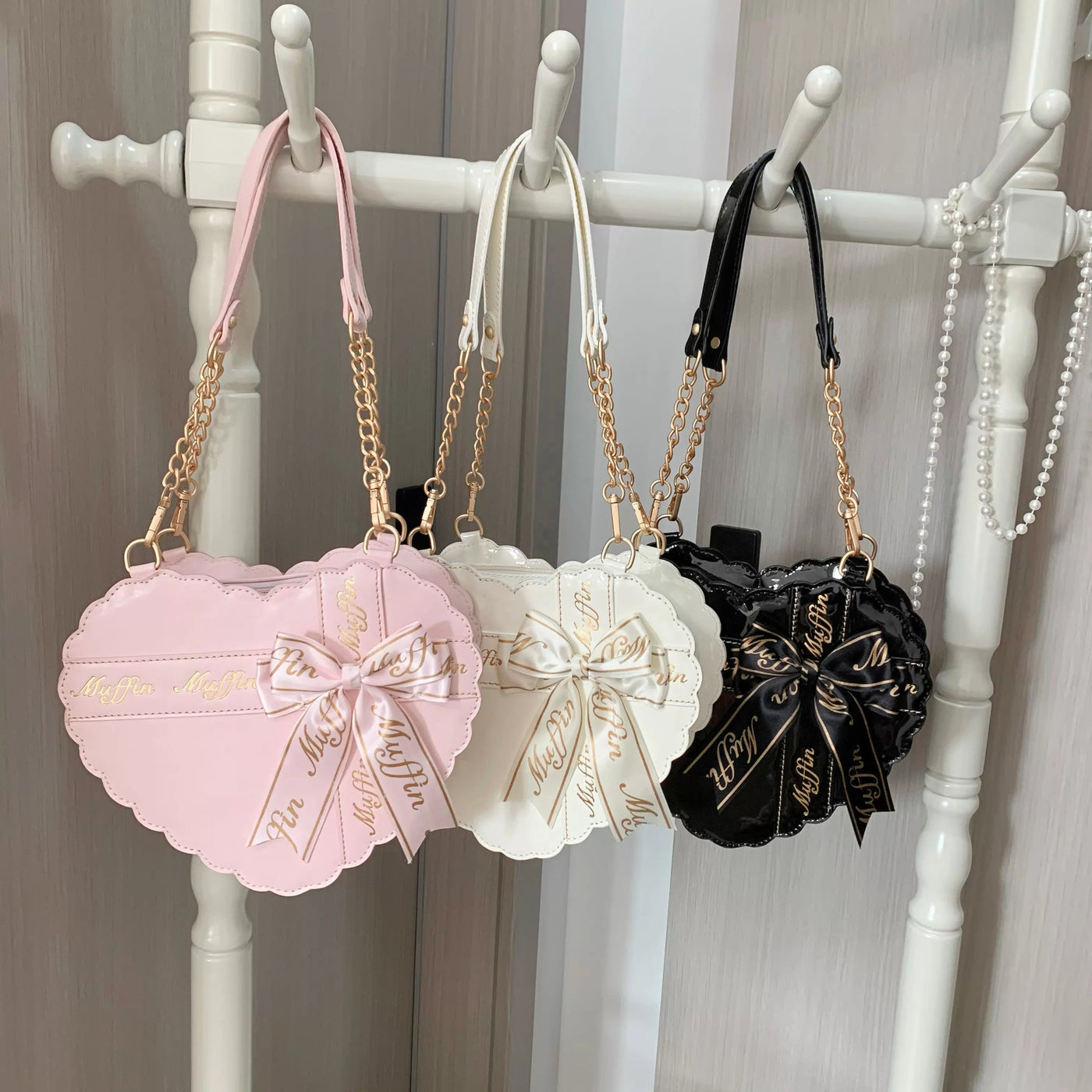 Lolita - Sweet Lolita Heart Bow Bag - Individually Selectable Lolita