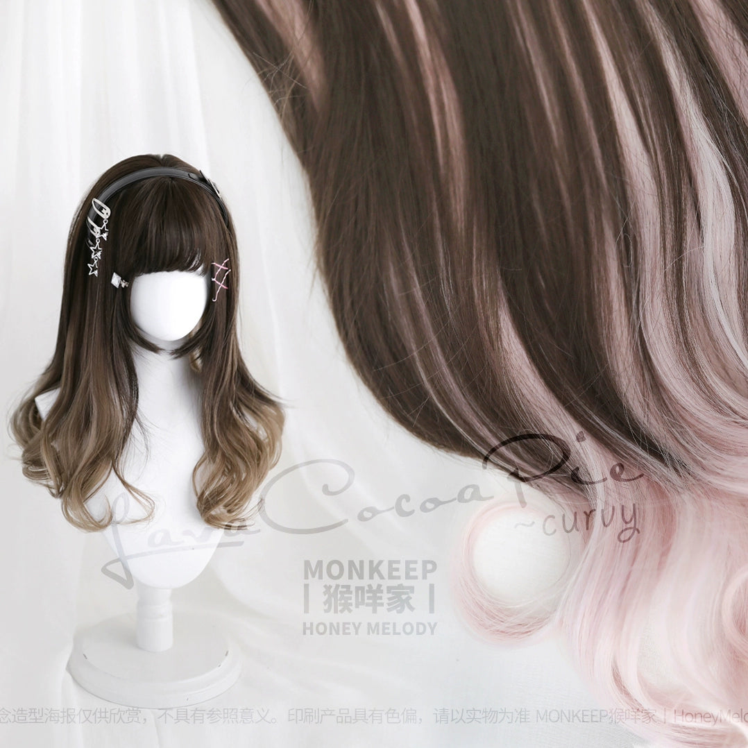 Spot MONKEEP Monkey Bajia, Flow Heart Twist Pie Bangs Top Hair Piece Air Tail Roll Hanging Ear Dyeing Original Wig