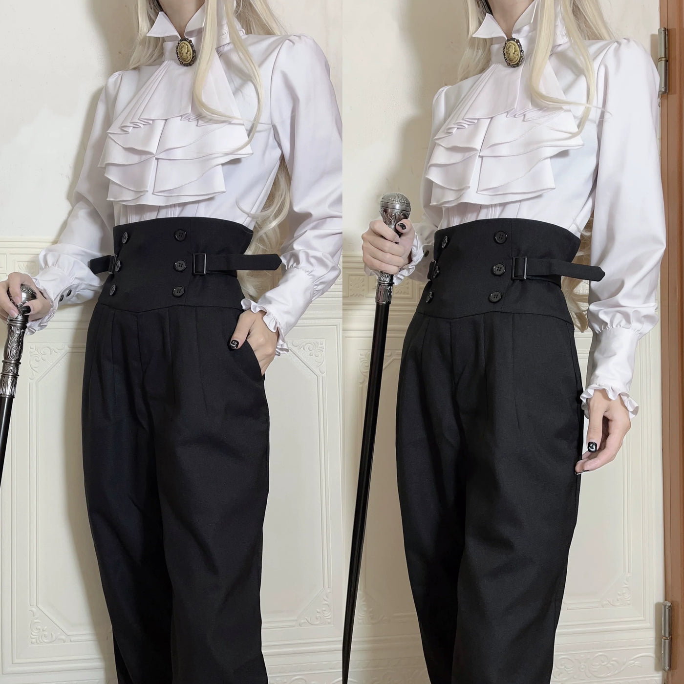 Gazing Galactic - Prince Trousers - Ouji Lolita pants with a double-button waist - product detail 8
