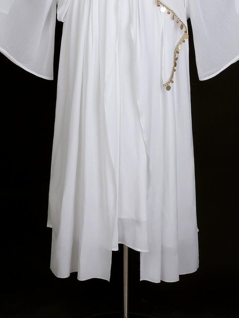 Sweet Promise - Sacred Tree - White OP dress and waist corset set with a draped neckline