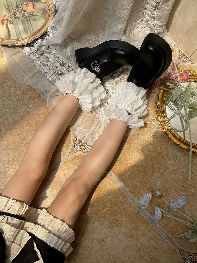 Sock Noble - Layered Lace Ruffle - Socks with double-layer lace ruffle trim