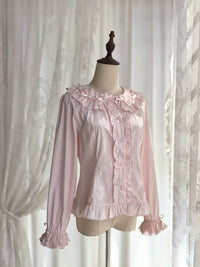 Ruffled Doll Collar – Plus Size Lolita Blouse - Pink Blouse / S