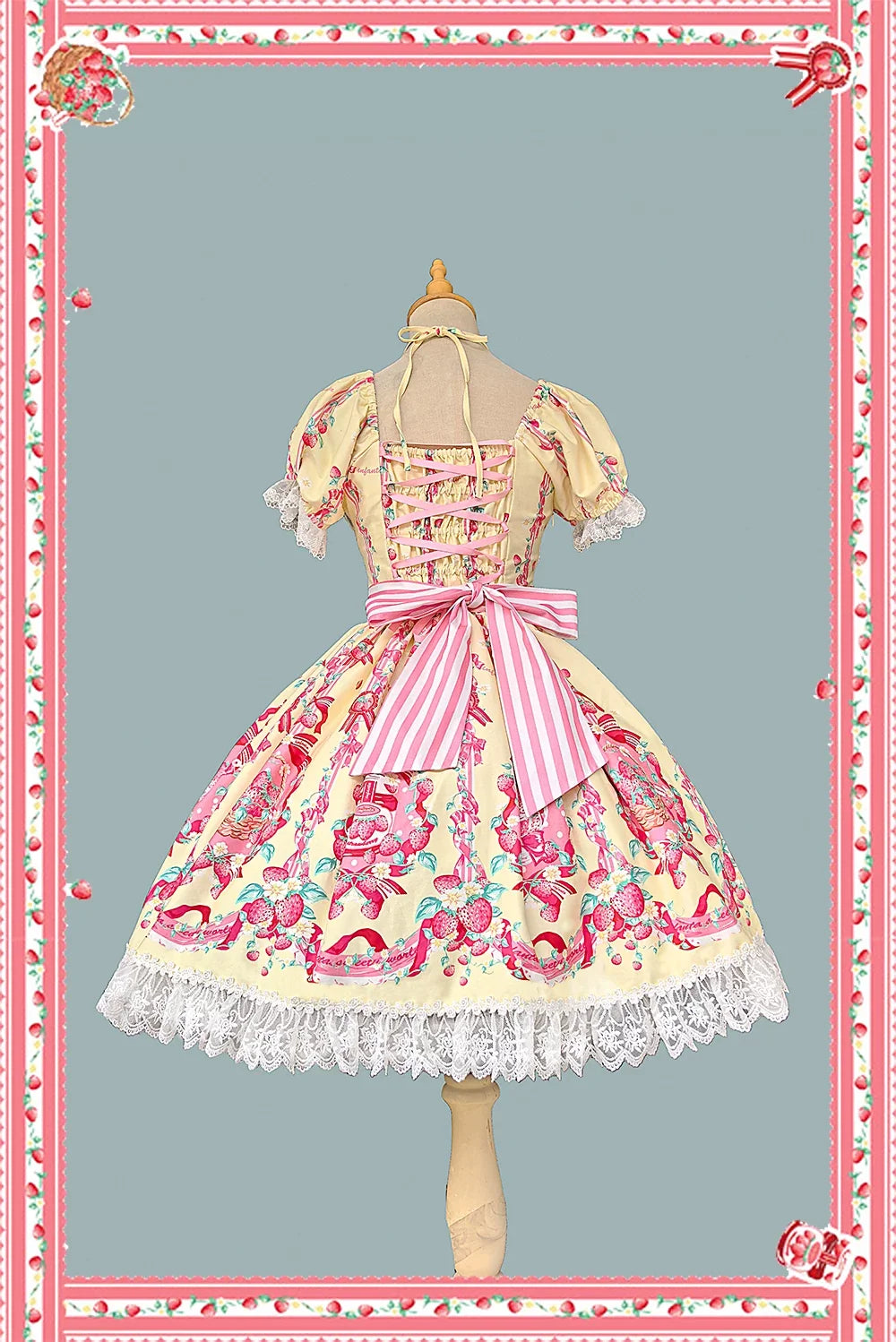Infanta - Strawberry Chef - Printed Old School Lolita Dress, Detachable Bows
