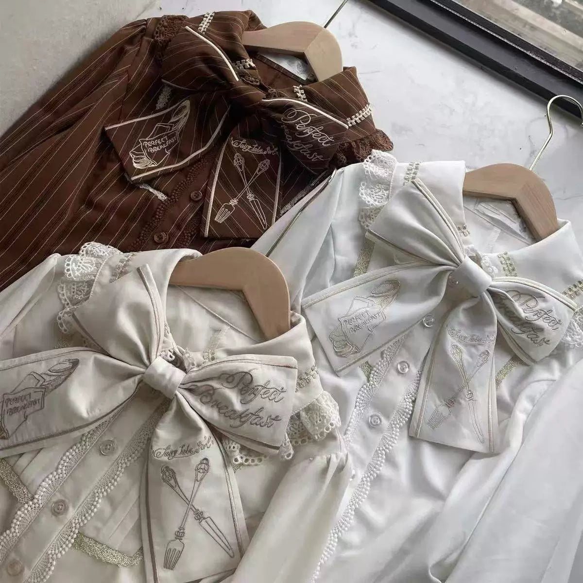 Sweetheart Dream Machine - Perfect Breakfast - Embroidered Bow or Long-Sleeve Blouse Options