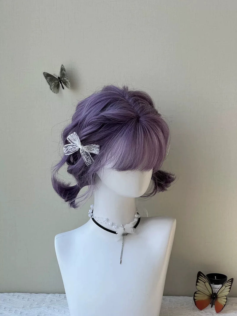 Grey-purple short curly full wig - view 5