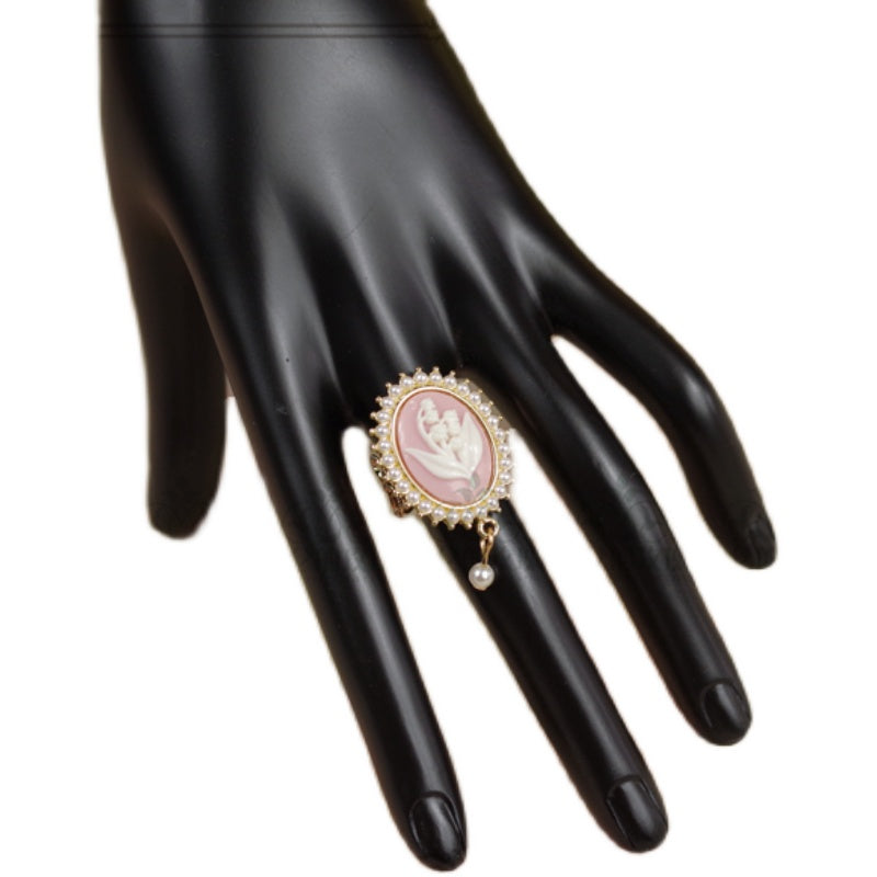 Rose of Sharon - Cameo Lolita Pearl Rings 4 Colors - Hand Accessory