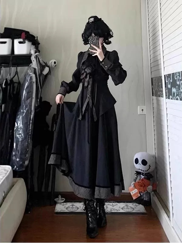 Creamy - Gothic Court - Blouse & Skirt Set with a ruffled front