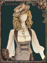 Infanta - Traveller - Steampunk Waistcoat & Asymmetric Skirt - Coffee Waistcoat Only / M