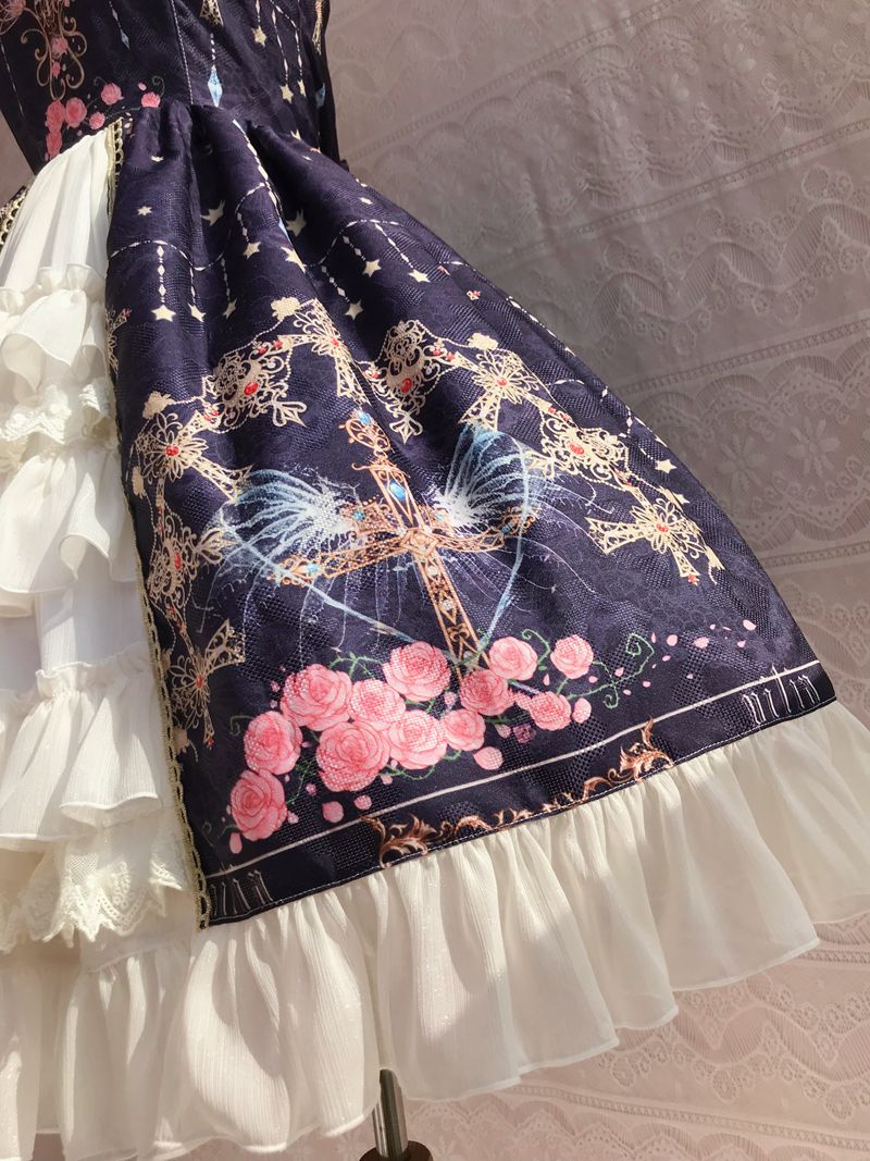 Yilia - Peacock Cross - Winter Classic Lolita Printed JSK with Front Opening
