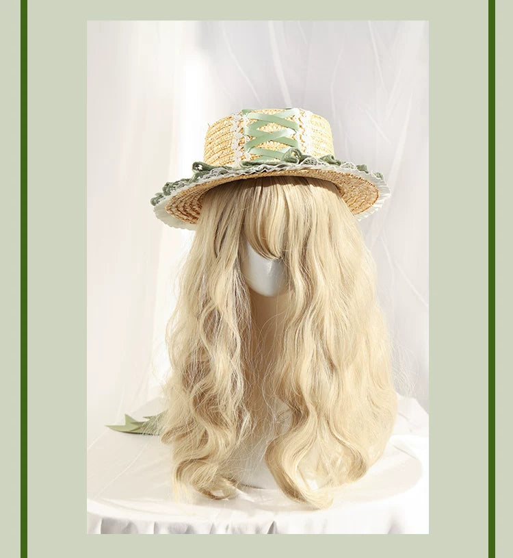Her Vintage Society - Young Grass Series - Bear Bag, Headband, Hair Clip and Straw Hat Options with Rose Details