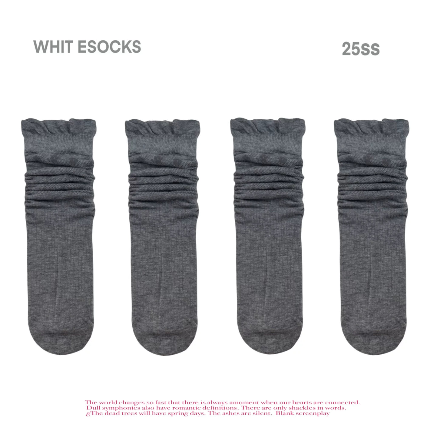 White Socks - Floral Openwork - Cotton-Yarn Mid-Calf Slouch Socks with Flower Motifs