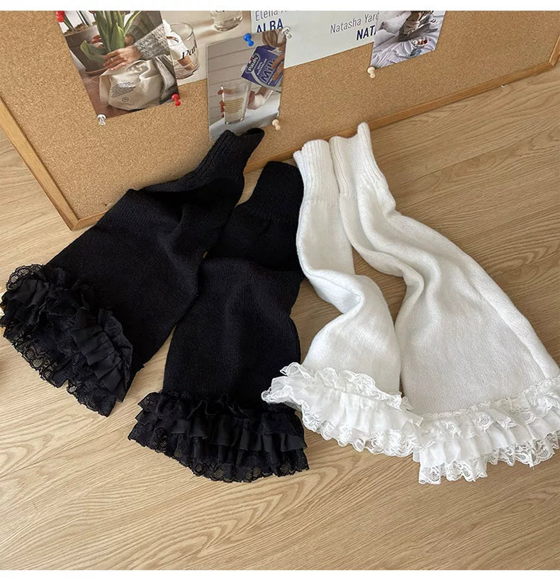 Sock Noble - Y2K Lace Flare - Layered Lace-Ruffle Leg Warmers