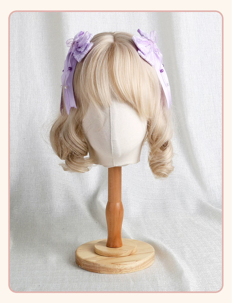 Stardust Rose - Taro Bridal - Purple Floral Headwear and Hand-Sleeve Options with Bows