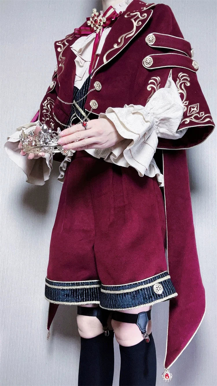 Letters from Unknown Star - Heir - Military Ouji Lolita Blouse, Coat & Shorts Set