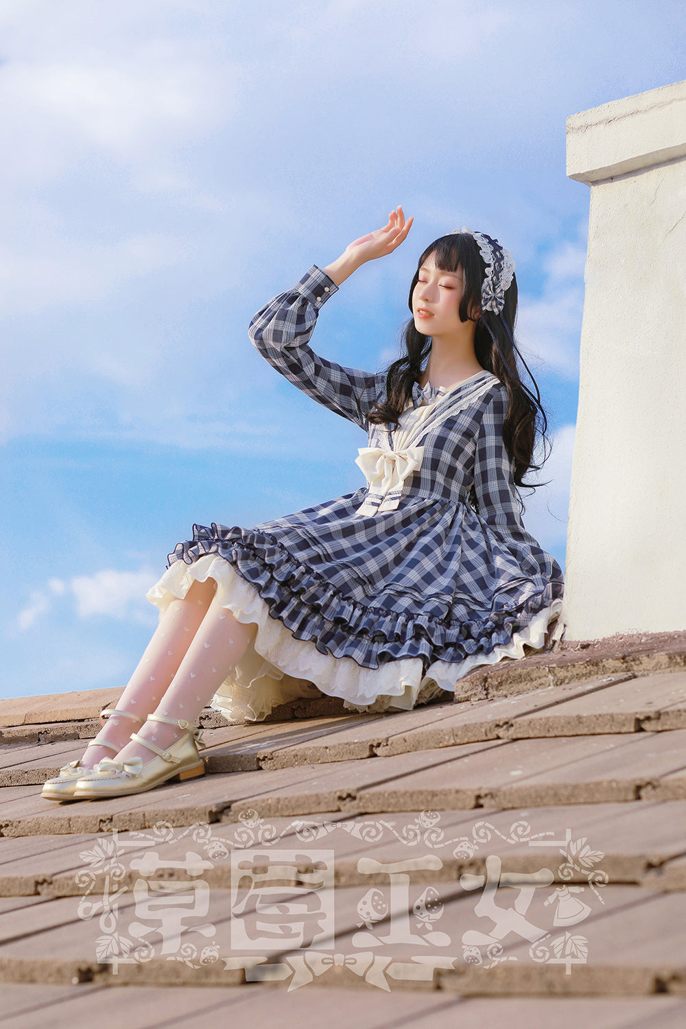 Strawberry Witch - Tartan Sailor Lolita OP Dress - OP Dress