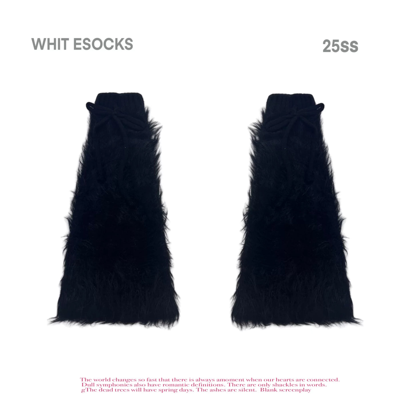 White Socks - Shaggy Tie - Thick Mid-Calf Leg Warmers with Tie Details