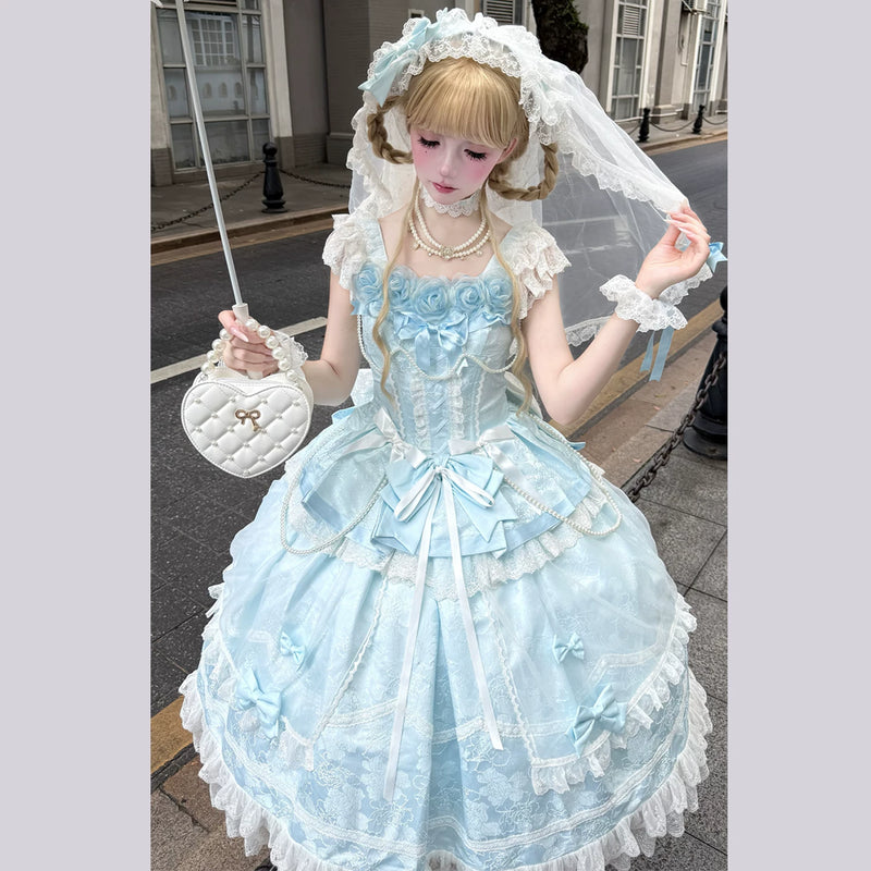 Yanran - Ice Water Rose - Sweet lolita JSK dress with 3D floral