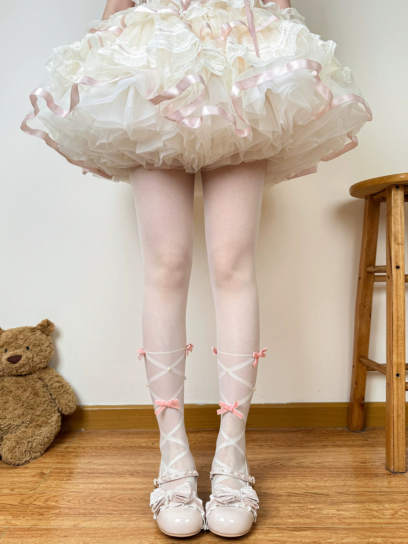 Chubby Bear Tales - Ballet Bow Collection - Tights with Decorative Bow and Motif Variations