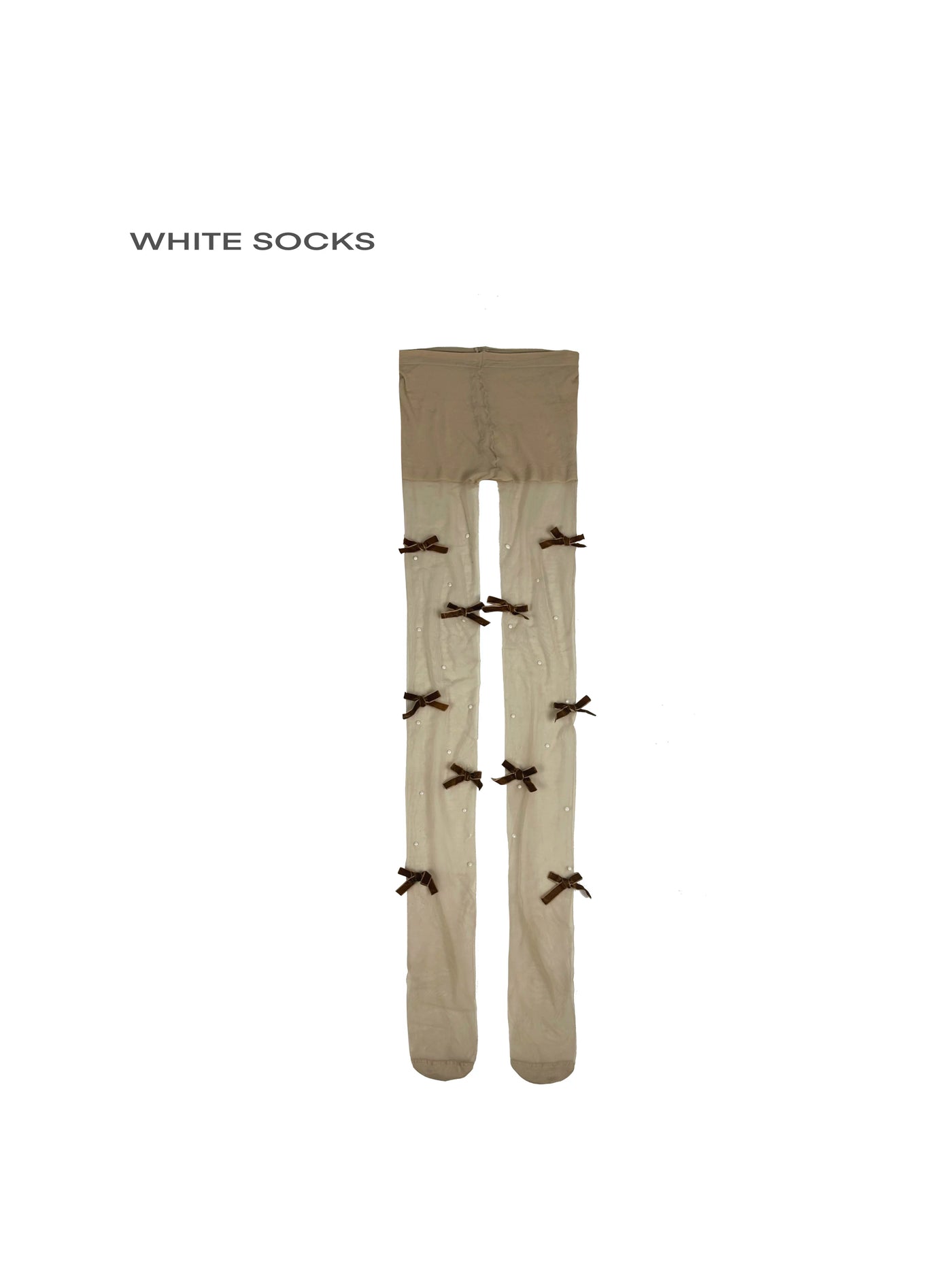 White Socks - French Bow Sheer - Pantyhose with bow accents