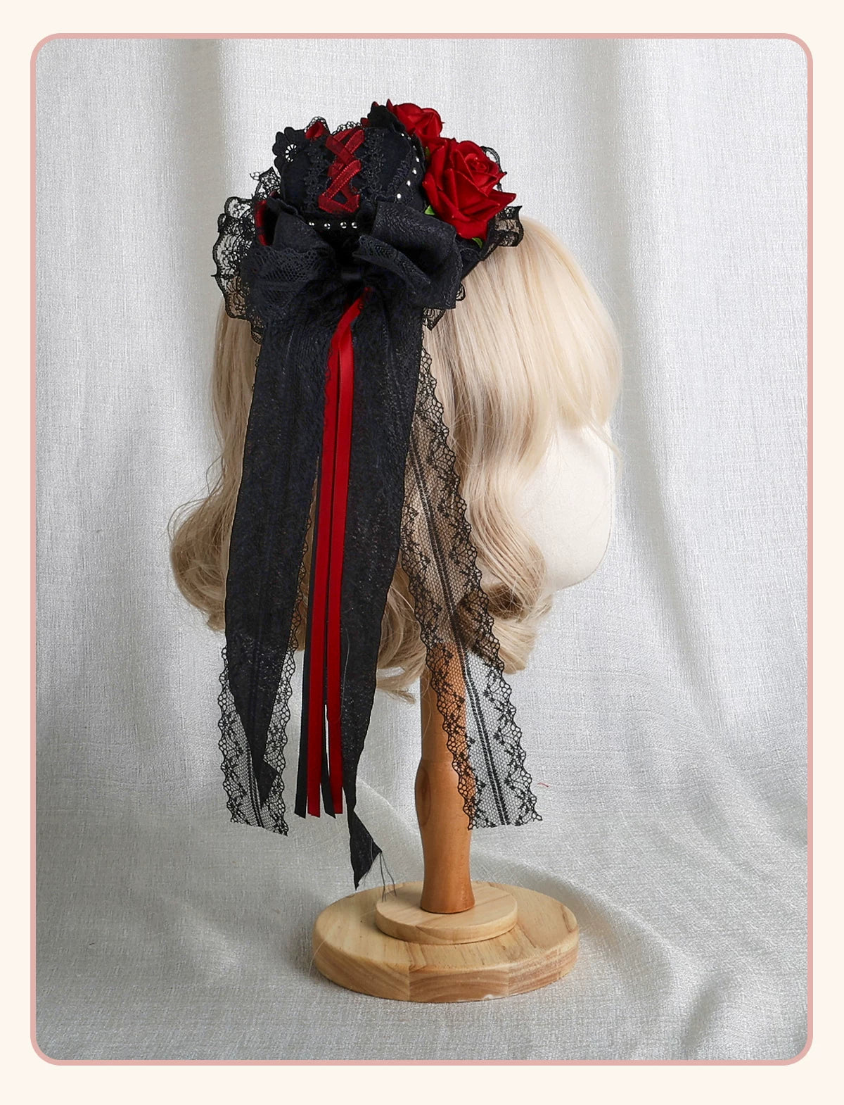 Stardust Rose - Rose Covenant - Lolita Accessories with Red Roses and Black Lace