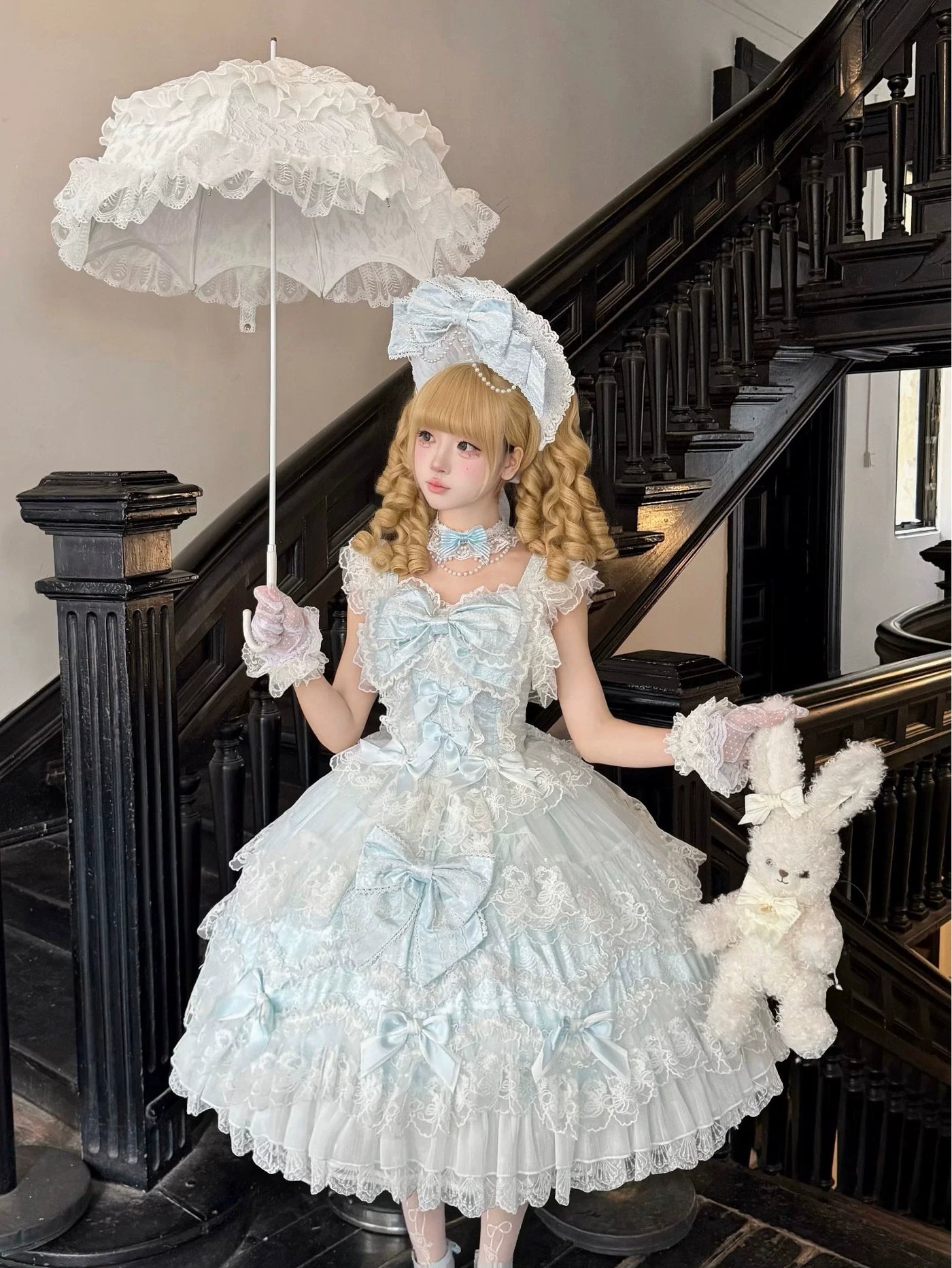 Sugar Girl - Sakura Blossom Dream - Dreamy Sweet Lolita JSK Dress, Abundant Lace & Bows