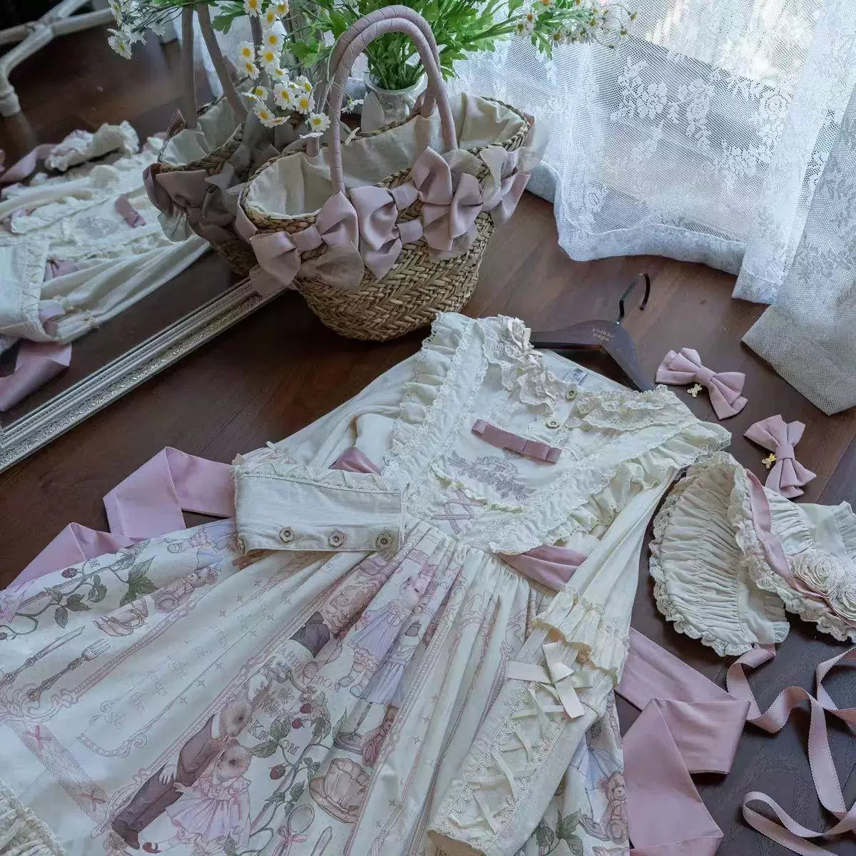 Sweetheart Dream Machine - Lace Yoke - White Blouse with leg-of-mutton sleeves and lace trim