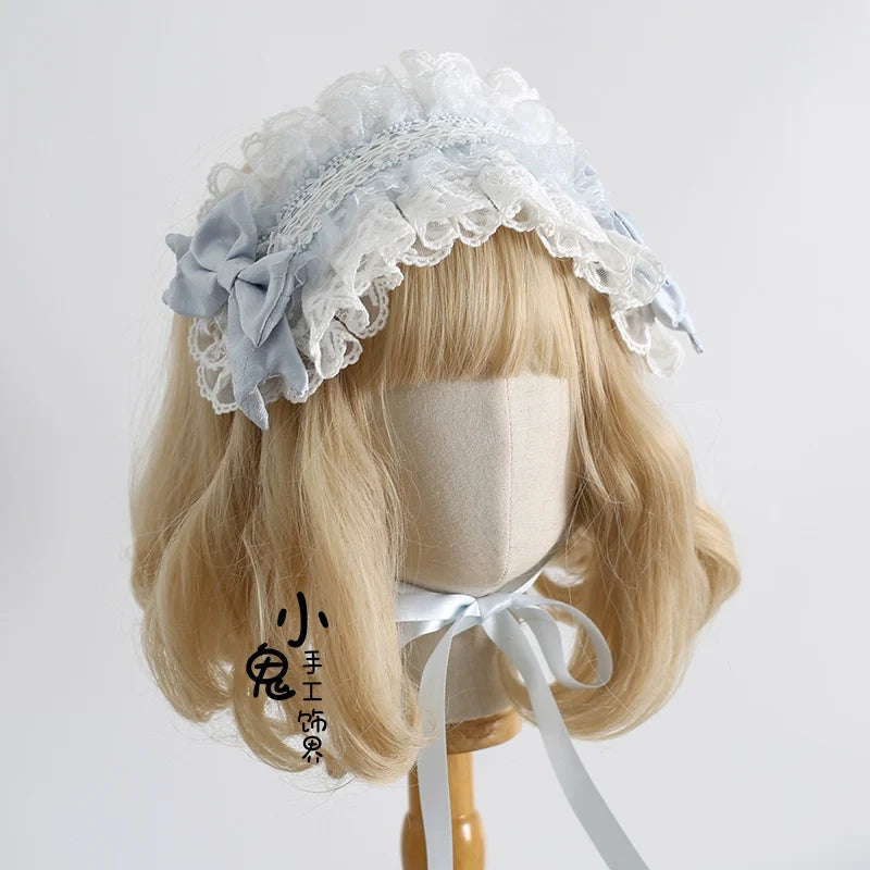 Xiaogui - Blue Sweet Lolita Lace Hair - Accessory Headwear