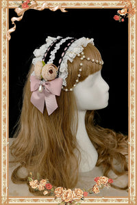 Infanta - Floral Lace - Hime Headdresses - Floral Lace - Black and Apricot
