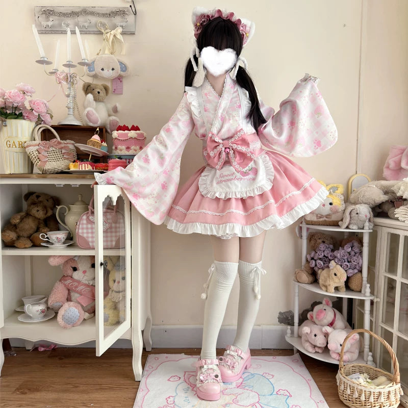 Lady Han Summer Cat Maid dress by Lolita Fetch, featuring a cute maid costume with cat-themed details and pastel colors.